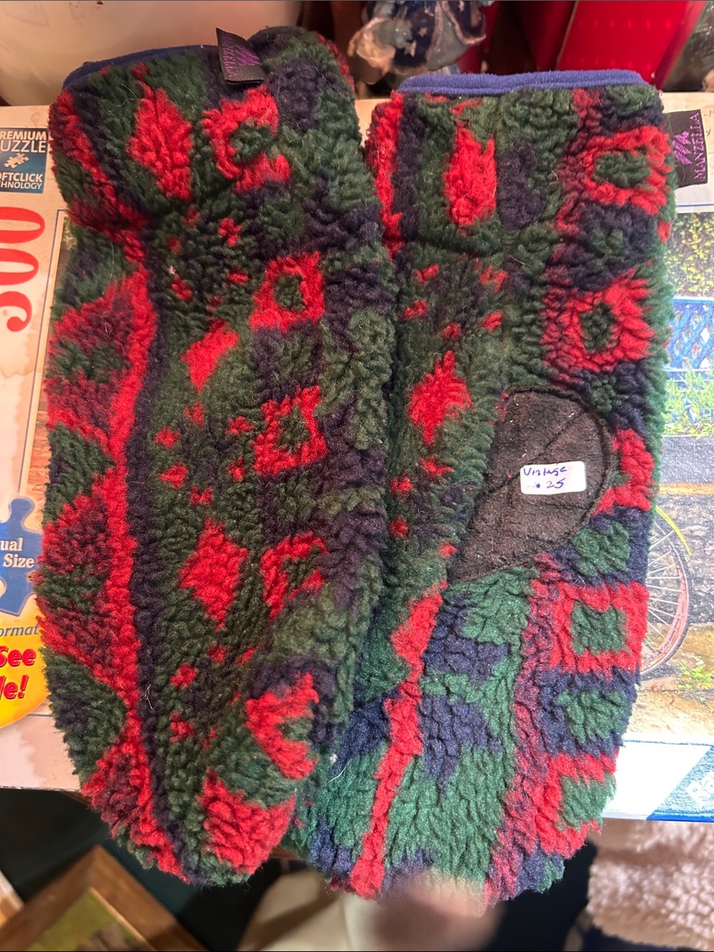 Kids Plush Sherpa Vest in Red & Green - Cozy Outdoor Layer